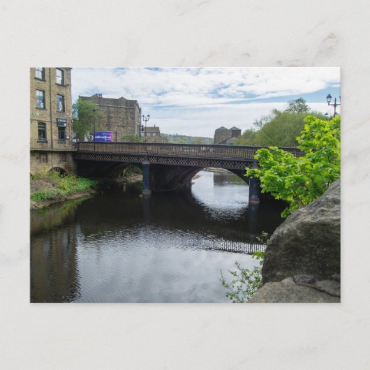 County Bridge and the River Calder, Sowerby Bridge Postkarte (Vorderseite)