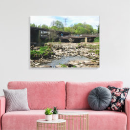 County Bridge und der River Calder, Sowerby Bridge Leinwanddruck