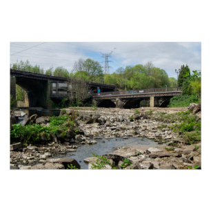 County Bridge und der River Calder, Sowerby Bridge Poster