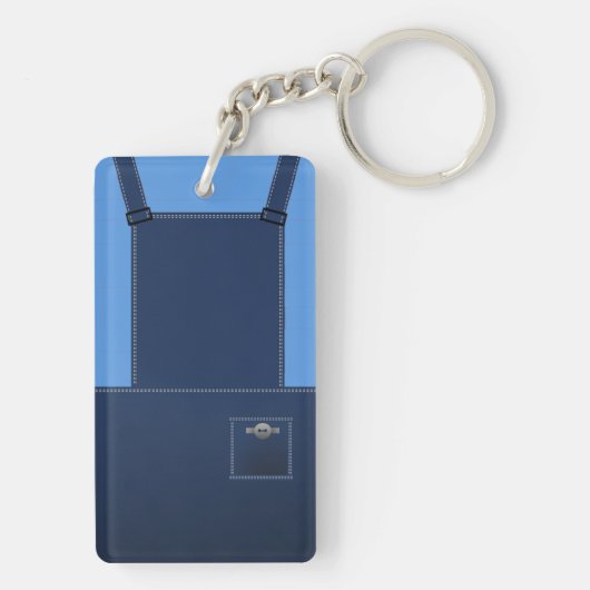 County Folk Blue Overalls Custom Schlüsselanhänger (Rückseite)