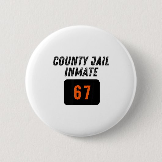County Jail Prison Inmate 67 Halloween Funny Mens Button (Vorderseite)