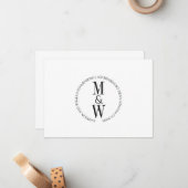 Coupe Monogram Minimalistische Schwarz-weiße Note Mitteilungskarte (Vorderseite/Rückseite Beispiel)