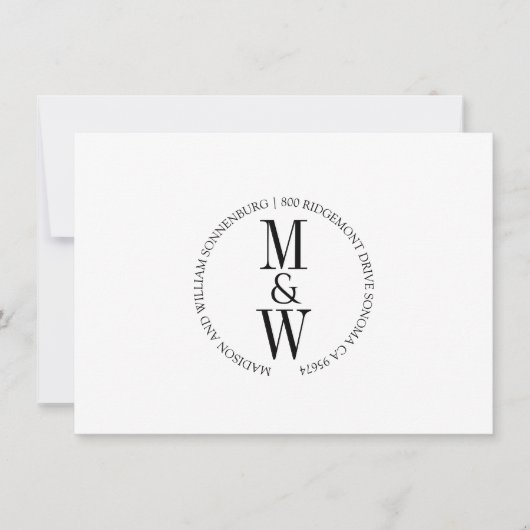 Coupe Monogram Minimalistische Schwarz-weiße Note Mitteilungskarte (Vorderseite)