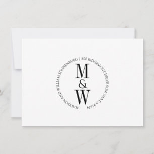 Coupe Monogram Minimalistische Schwarz-weiße Note Mitteilungskarte