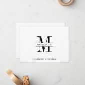 Coupe Monogram Minimalistische Schwarz-weiße Note Mitteilungskarte (Vorderseite/Rückseite Beispiel)