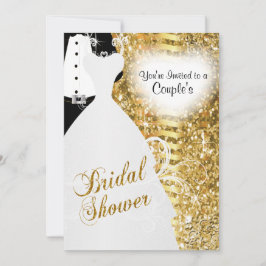 Coupels Brautparty in einem eleganten Gold Glitzer Einladung