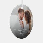 Coupels erste Weihnachten Verlobte moderne Schneef Ornament Aus Metall (Vorderseite Rechts)