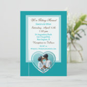 Coupels Foto Aquamarin Elegante Hochzeit Einladung (Stehend Vorderseite)
