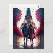 Couple am Eiffelturm Paris Frankreich Postkarte (Vorne/Hinten)