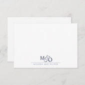 Couple Ampersand Blue Monogram Mitteilungskarte (Vorne/Hinten)
