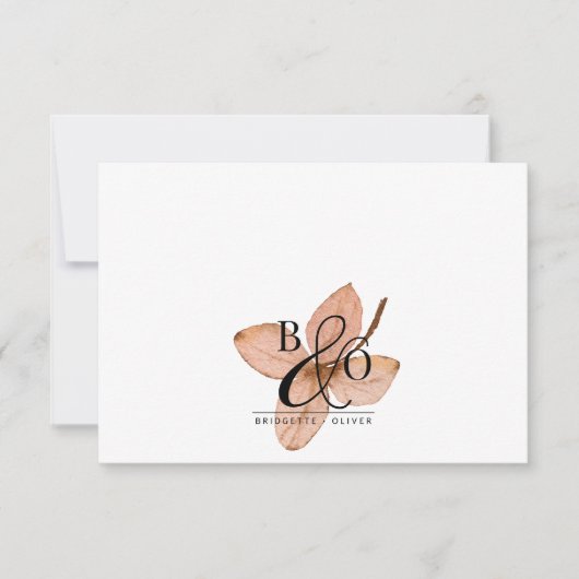 Couple Ampersand Monogram | Rustikales Wasserfarbe Mitteilungskarte (Vorderseite)