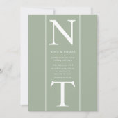 Couple Anfangsname l Clean Sage Green Wedding Einladung (Vorderseite)