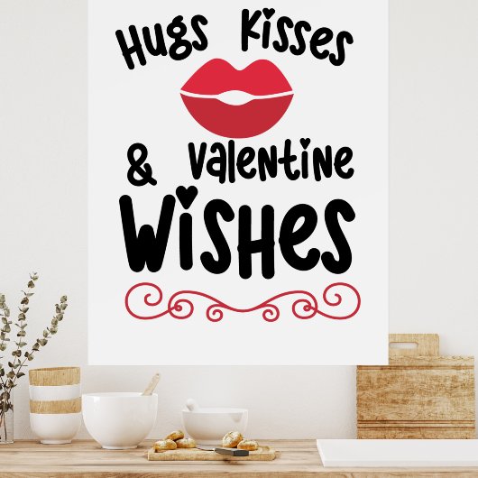 Couple Art Hugs Kisses and Valentine Wishs Poster (Küche)