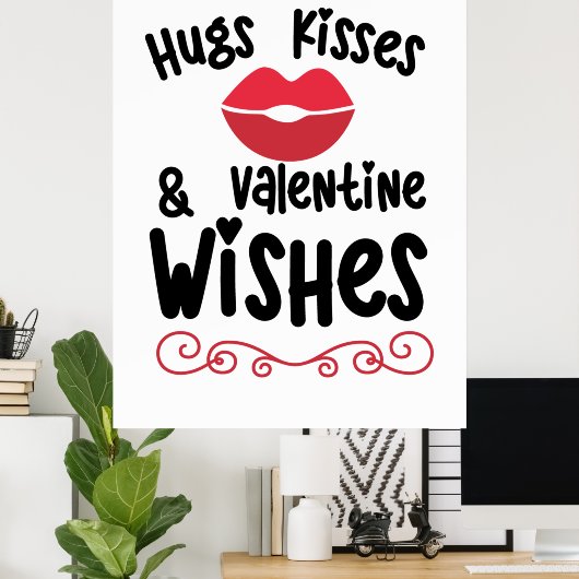 Couple Art Hugs Kisses and Valentine Wishs Poster (Heimbüro)