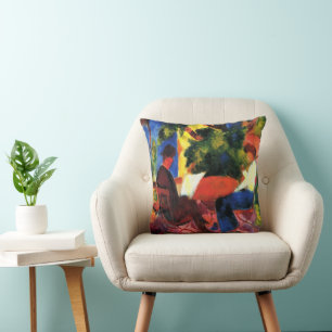 Couple at at Garden Table by August Macke Kissen