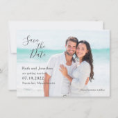 Couple at Beach Foto Save the Date Card (Vorderseite)