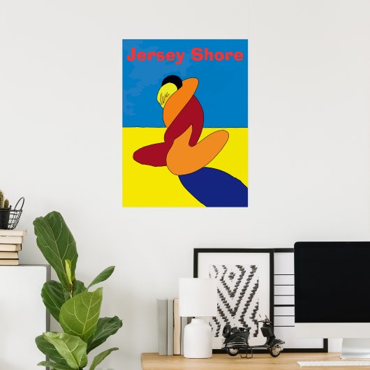 Couple auf Jersey Shore Beach Abstrakt Poster (Heimbüro)