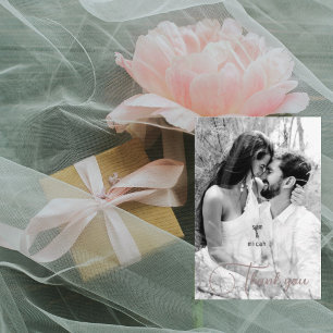 Couple B/W Foto & Names Wedding Blank Vielen Dank Dankeskarte