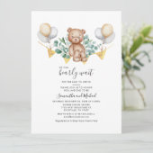 Couple Baby Shower Eucalyptus Bear Greenerenery Sc Einladung (Stehend Vorderseite)