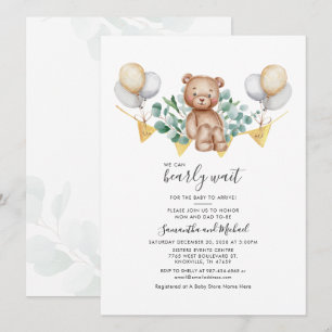 Couple Baby Shower Eucalyptus Bear Greenerenery Sc Einladung