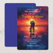 Couple Beach Silhouette Hochzeitskarte Einladung (Vorne/Hinten)