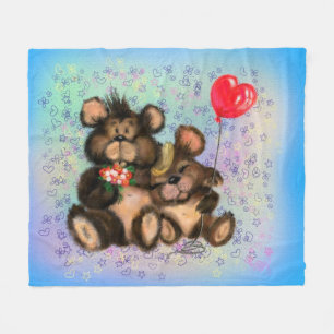 Couple Bear mit Heart Balloon Fleece Blanket