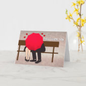 Couple Behind a Red Umbrella for Valentine's Karte (Gelbe Blume)