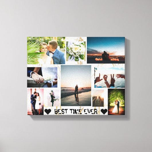Couple BEST TIME JE Personalisiert Collage Leinwanddruck (Vorderseite)