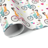 Couple Bicycle Riders Geschenkpapier (Rolleneckpunkt)