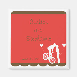 Couple Bike Red/Brown Wedding Magnet Gefallen