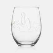 Couple Birds Monogram flowers Elegant Wedding  Weinglas Ohne Stiel (Rechts)