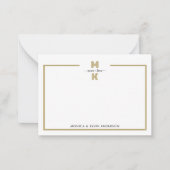 Couple Black Gold Elegant Simple Monogram Mitteilungskarte (Vorderseite)