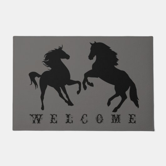 Couple Black Horse Doormat - Custom Colors Fußmatte (Vorderseite)