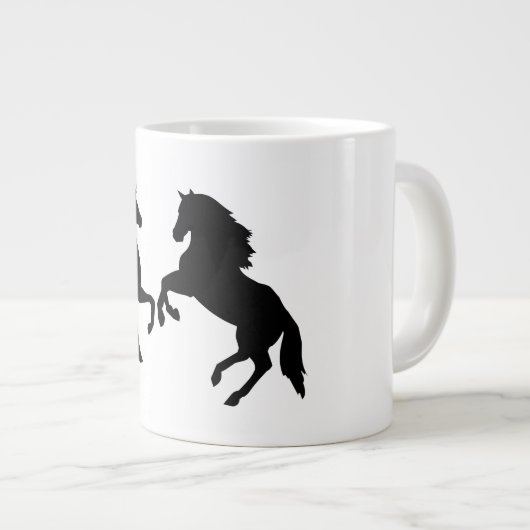 Couple Black Horses Kaffeepause Tasse (Vorderseite Rechts)