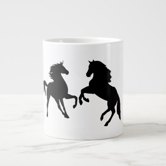 Couple Black Horses Kaffeepause Tasse (Vorderseite)