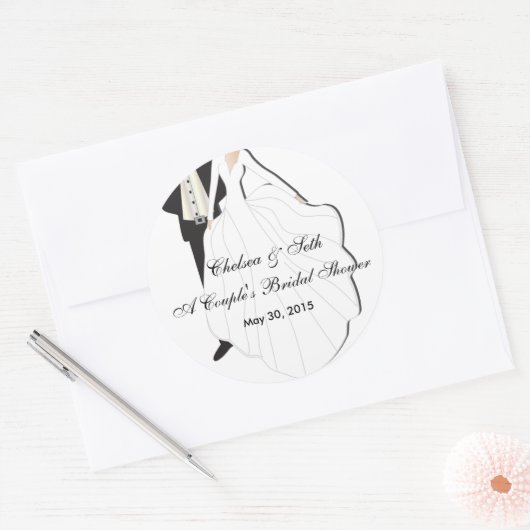 Couple-Brautparty Runder Aufkleber (Umschlag)