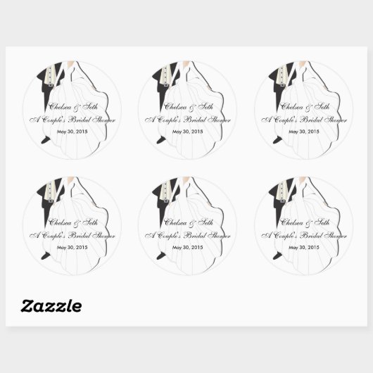 Couple-Brautparty Runder Aufkleber (Blatt)