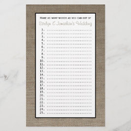 Couple Bridal Polterabend Games - Burlap