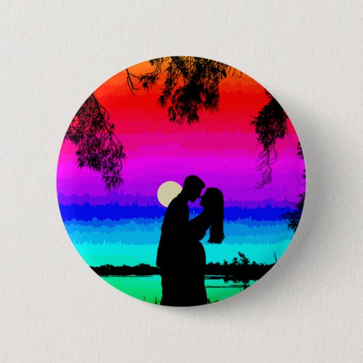 Couple By Lake Rainbow Button (Vorderseite)