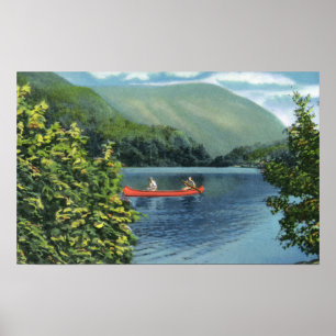 Couple Canoeing auf dem See Poster