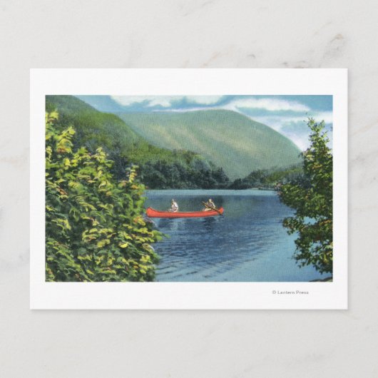 Couple Canoeing auf dem See Postkarte (Vorderseite)