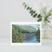 Couple Canoeing auf dem See Postkarte (Stehend Vorderseite)