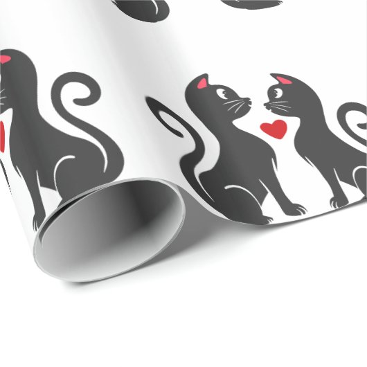 Couple Cat fall in Liebe - Wählen Sie die Hintergr Geschenkpapier (Rolleneckpunkt)