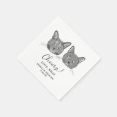 Couple Cat Hand Zeichnend Personalisierte Beifall Serviette (Ecke)