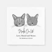 Couple Cat Hand Zeichnend Personalisierte Getränke Serviette (Vorderseite)