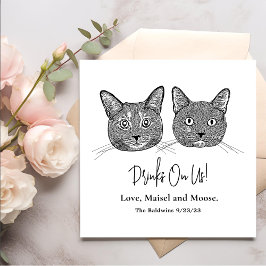 Couple Cat Hand Zeichnend Personalisierte Getränke Serviette