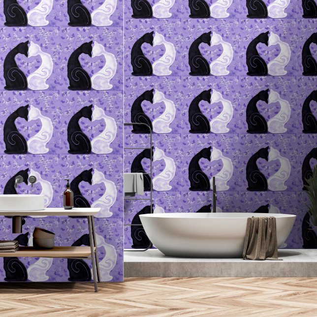 Couple Cat Liebe Tapete (Badezimmer)