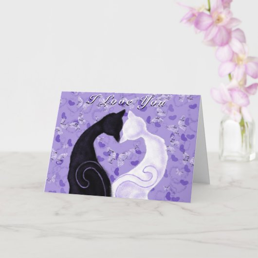 Couple Cat Romantische Liebe Valentinstag Karte (Orchidee)