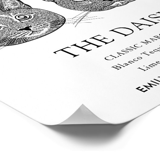 Couple Cat Wedding Signature Drink Sign Poster (Ecke)