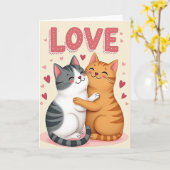 Couple Cats Hugging Love Card Karte (Gelbe Blume)